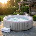 Hot Tub with Cup Holder, Outdoor Inflatable Home Spa, All-In-One Hot Tub W/Hidden Pump, 4 Filters, 82'' round Portable Pool for 6 Person W/130Pcs Jets