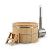 PEWSHTUB Pine Hot Tub and Ice Bath 4-5 Person with Wood-Fired Heater — Studio Shot